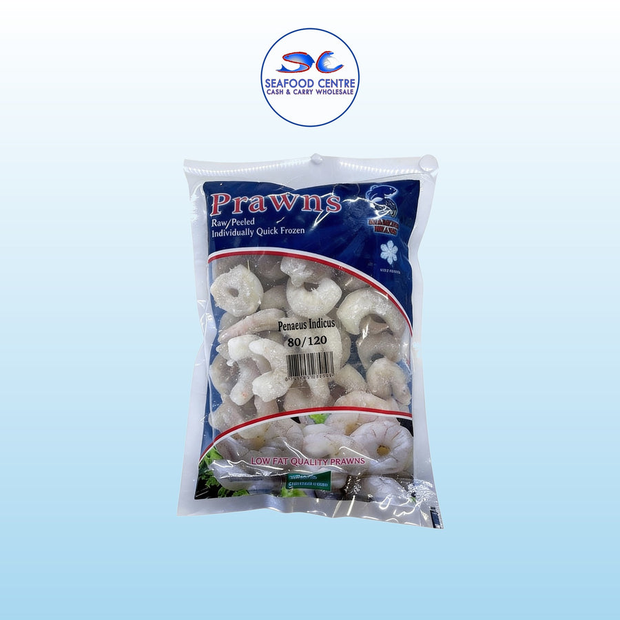 PRAWNS RAW PEALED DEVANED SEA WATER  IQF 80/120